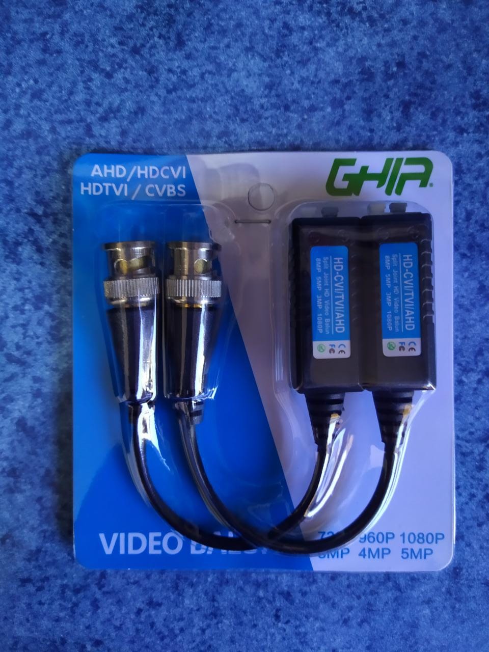 PAR DE TRANSCEPTORES PASIVOS GHIA VIDEO BALUN AHD CVBS CVI TVI EXTENSION DISTANCIA 350 MTS 720P 5MP