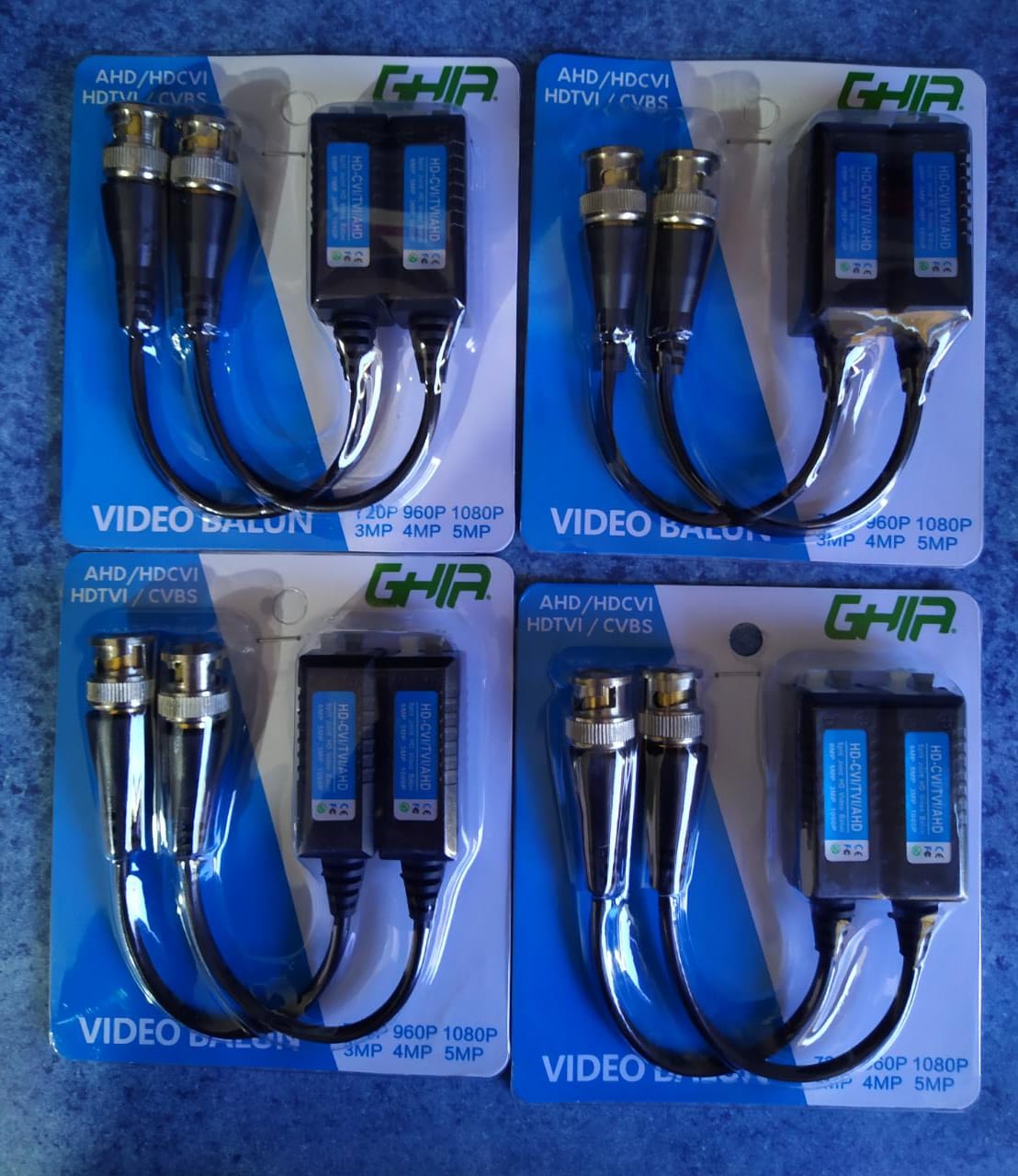 PAR DE TRANSCEPTORES PASIVOS GHIA VIDEO BALUN AHD CVBS CVI TVI EXTENSION DISTANCIA 350 MTS 720P 5MP