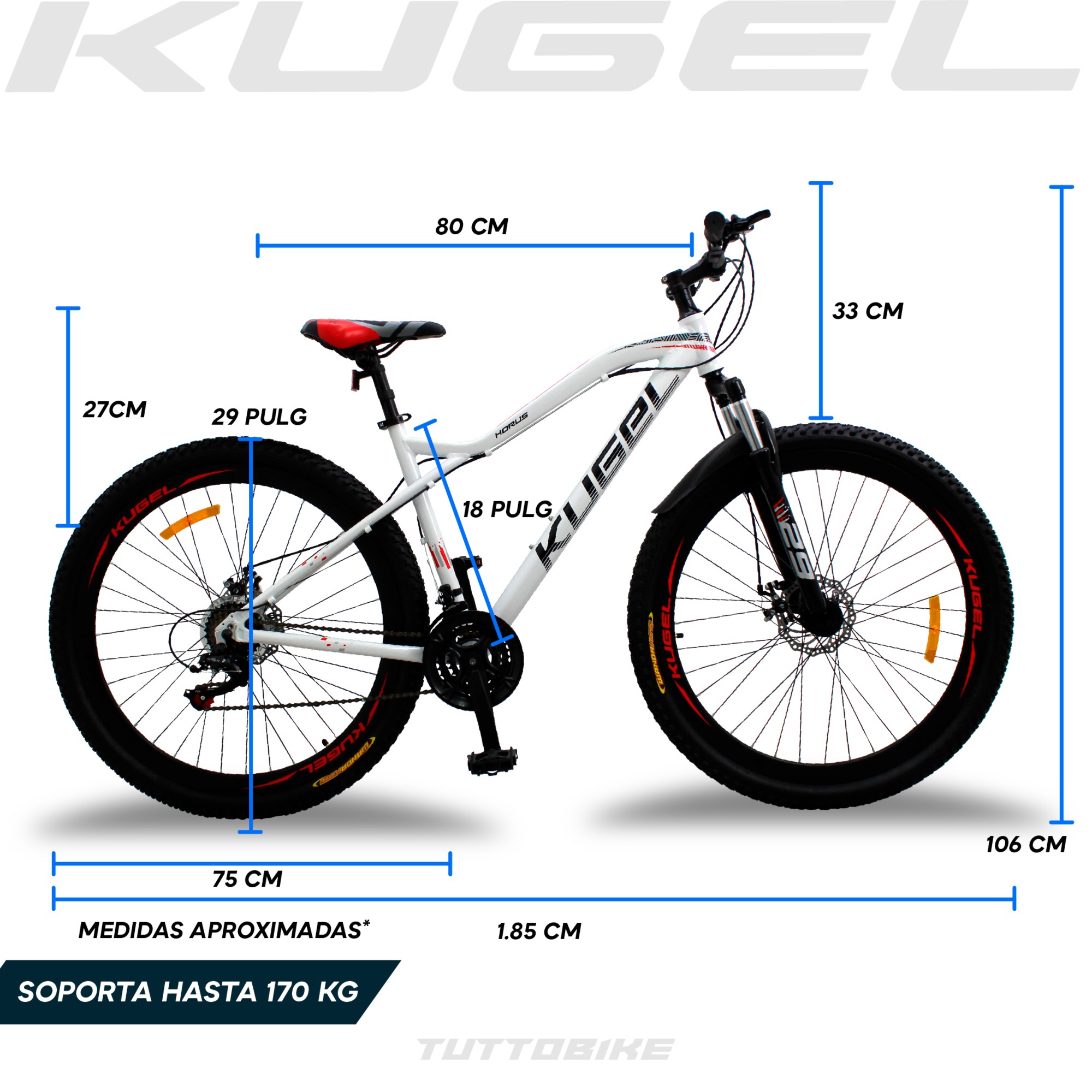 Bicicleta Montaña Rodada 29 21 Velocidades Kugel Horus Blanca