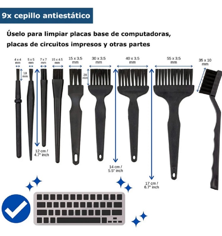 Kit De Cepillos Antiestáticos Limpieza Teclado