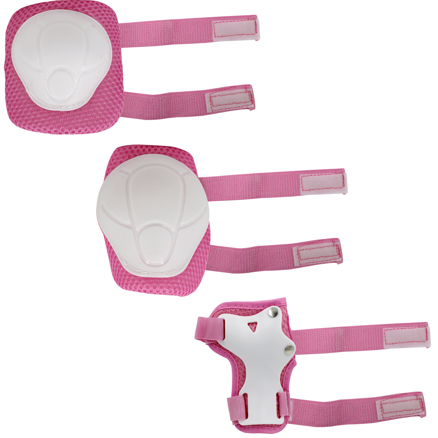 Kit Seguridad Protección Niños Casco Rodilleras Muñequeras Coderas Rosa