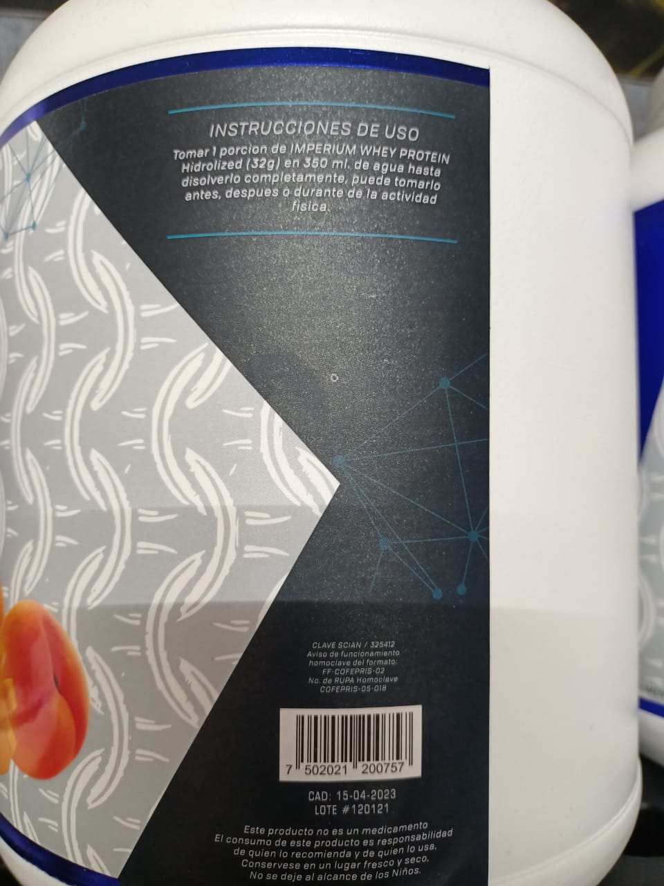 WHEY PROTEIN IMPERIUM HIDROLIZADA 3 KILOS SABOR MANGO  DURAZNO 