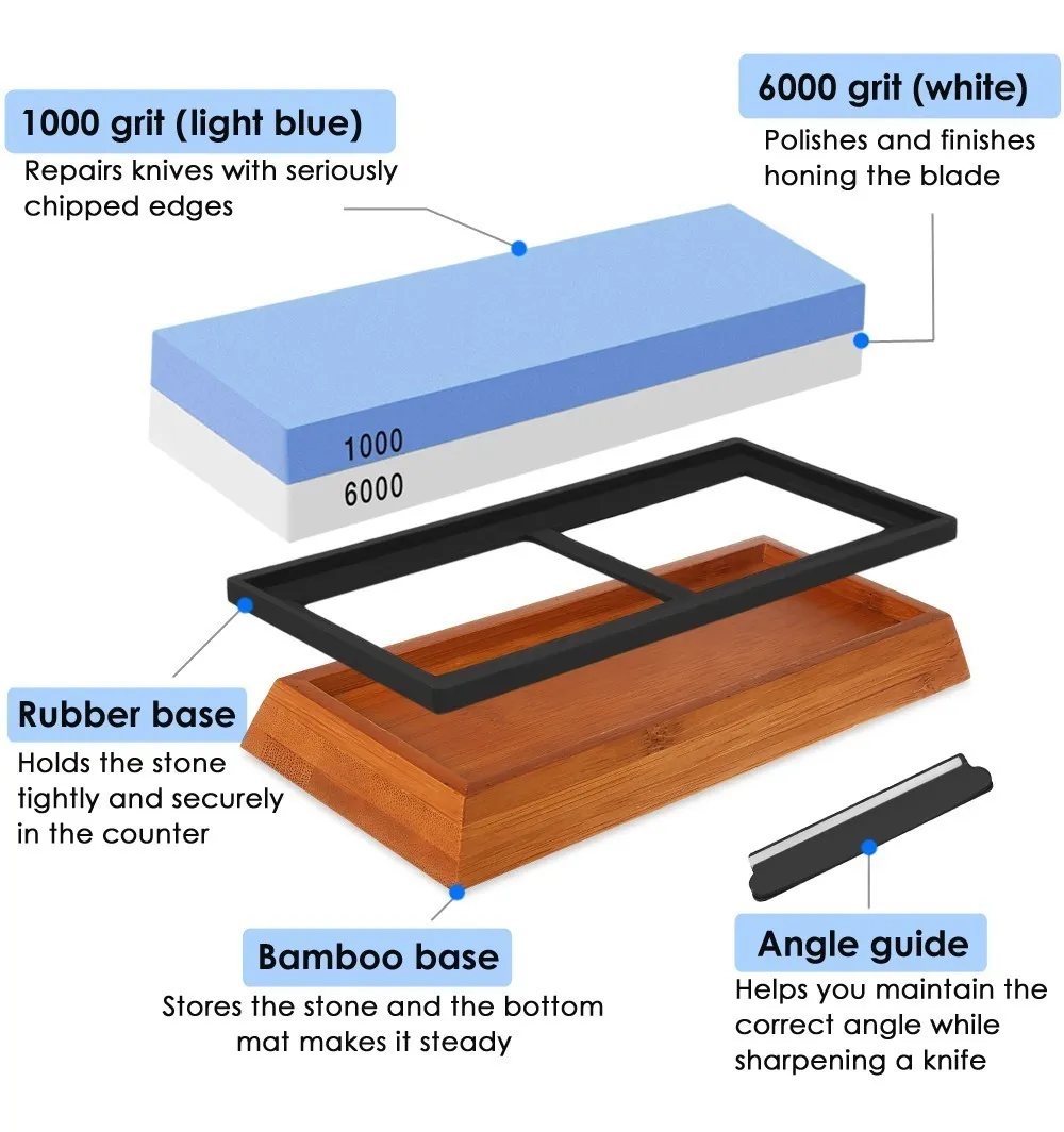 Piedra De Afilado De Cuchillos Double Side Grit 1000/ 6000