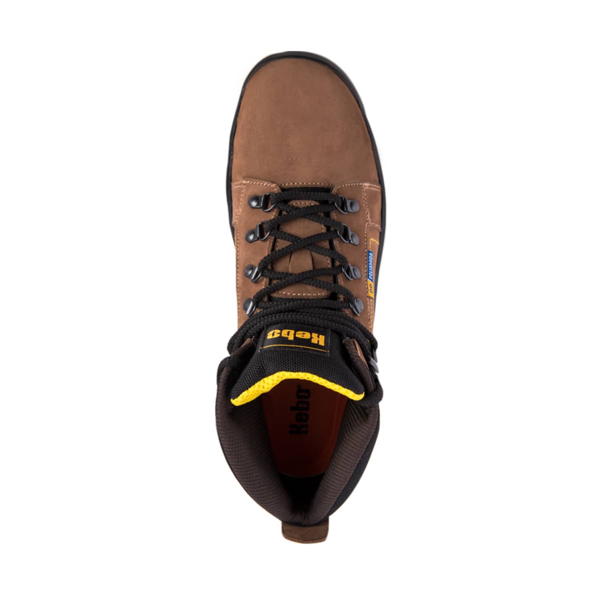 Botas para trabajo industrial marca Kebo, color café, con casquillo, mod. 169262
