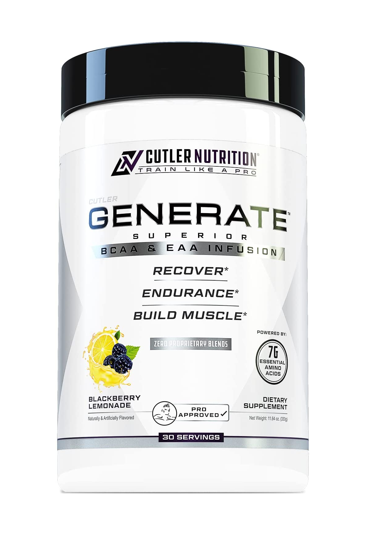 Cutler Nutrition Aminoacidos y BCAA limonada de mora 30 porciones 4.23 Onzas