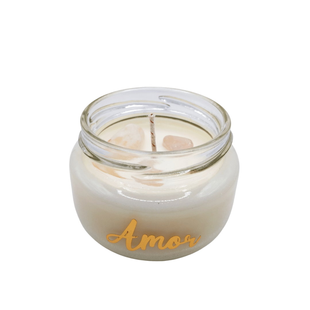 Vela aromática con cuarzos 