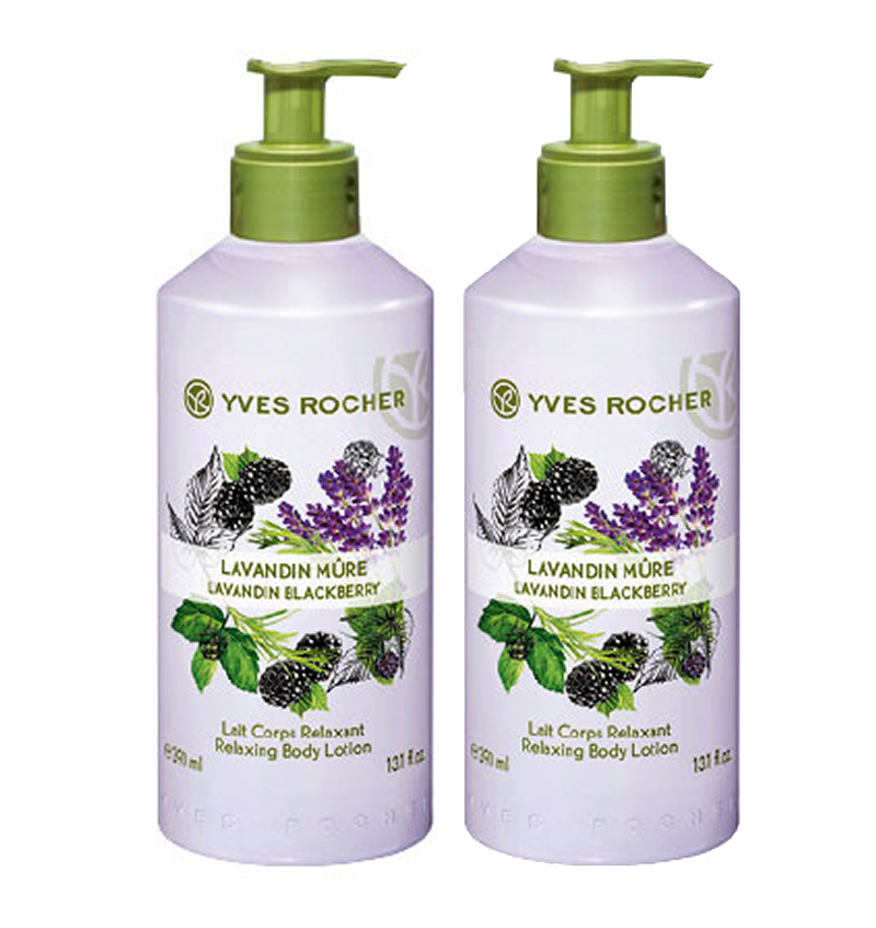 PAQUETE DE 2 MAXI CREMA CORPORAL FLUIDA LAVANDA Y MORA YVES ROCHER 390ML