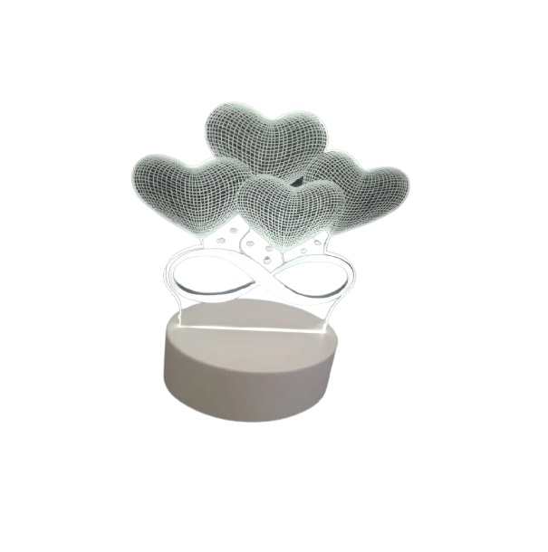 Lampara Led 3d Luz Nocturna Corazon Infinito Acrilico Regalo