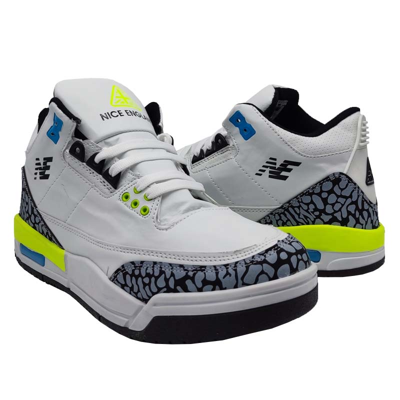 Tenis Nice England 8031 Blanco Verde Hombre Correr Botita Basketball