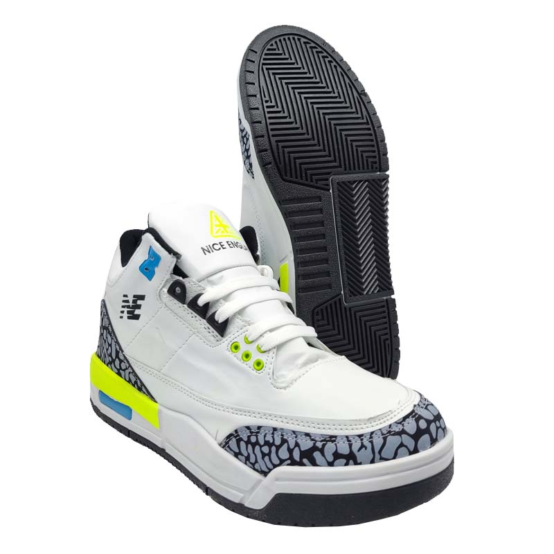 Tenis Nice England 8031 Blanco Verde Hombre Correr Botita Basketball