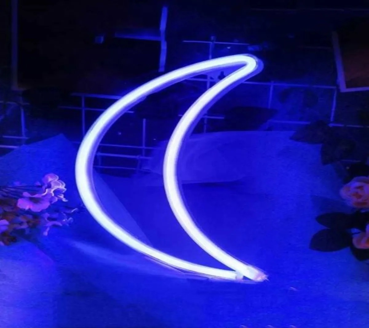 Lampara Led Neon Decorativa Corazon Luna Love Batería/ Usb