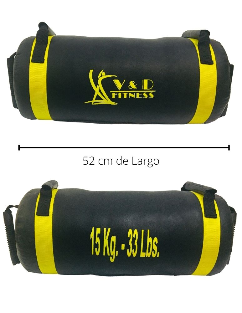 Sandbag costal con Peso Negro c/amarillo 15kg/33 Lbs V&D Fitness