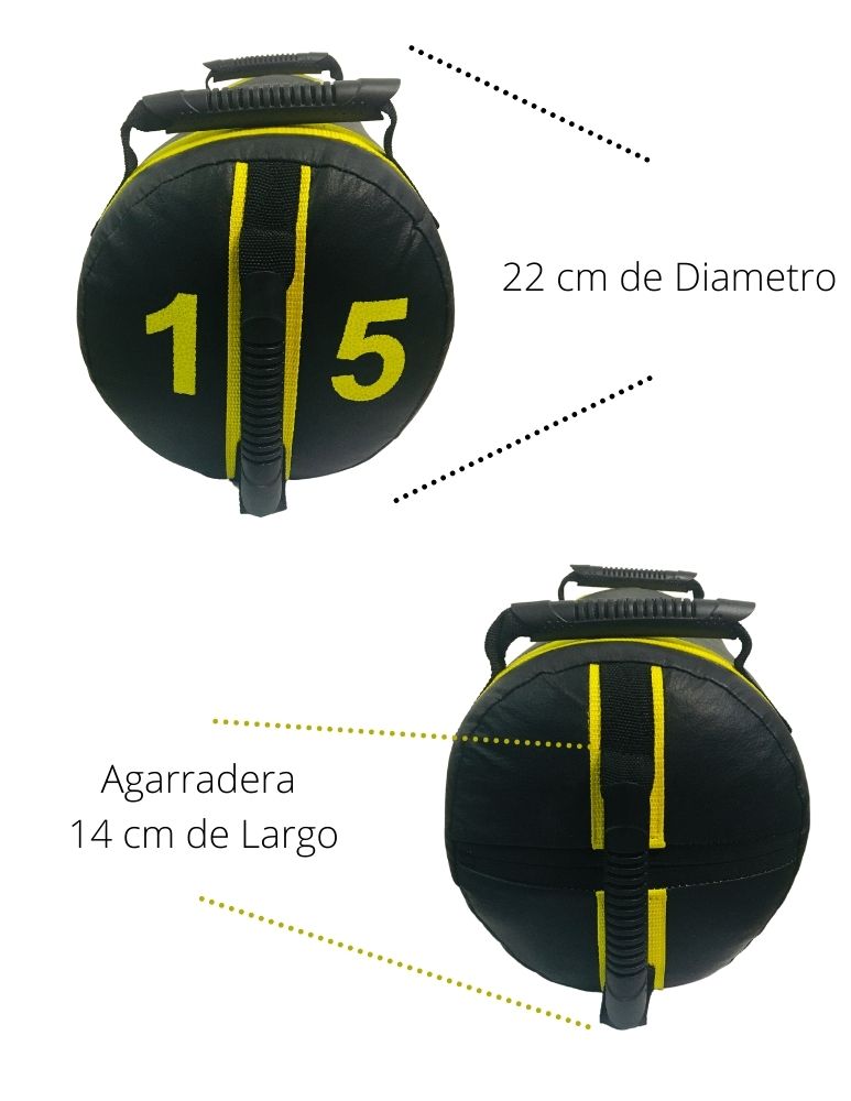 Sandbag costal con Peso Negro c/amarillo 15kg/33 Lbs V&D Fitness