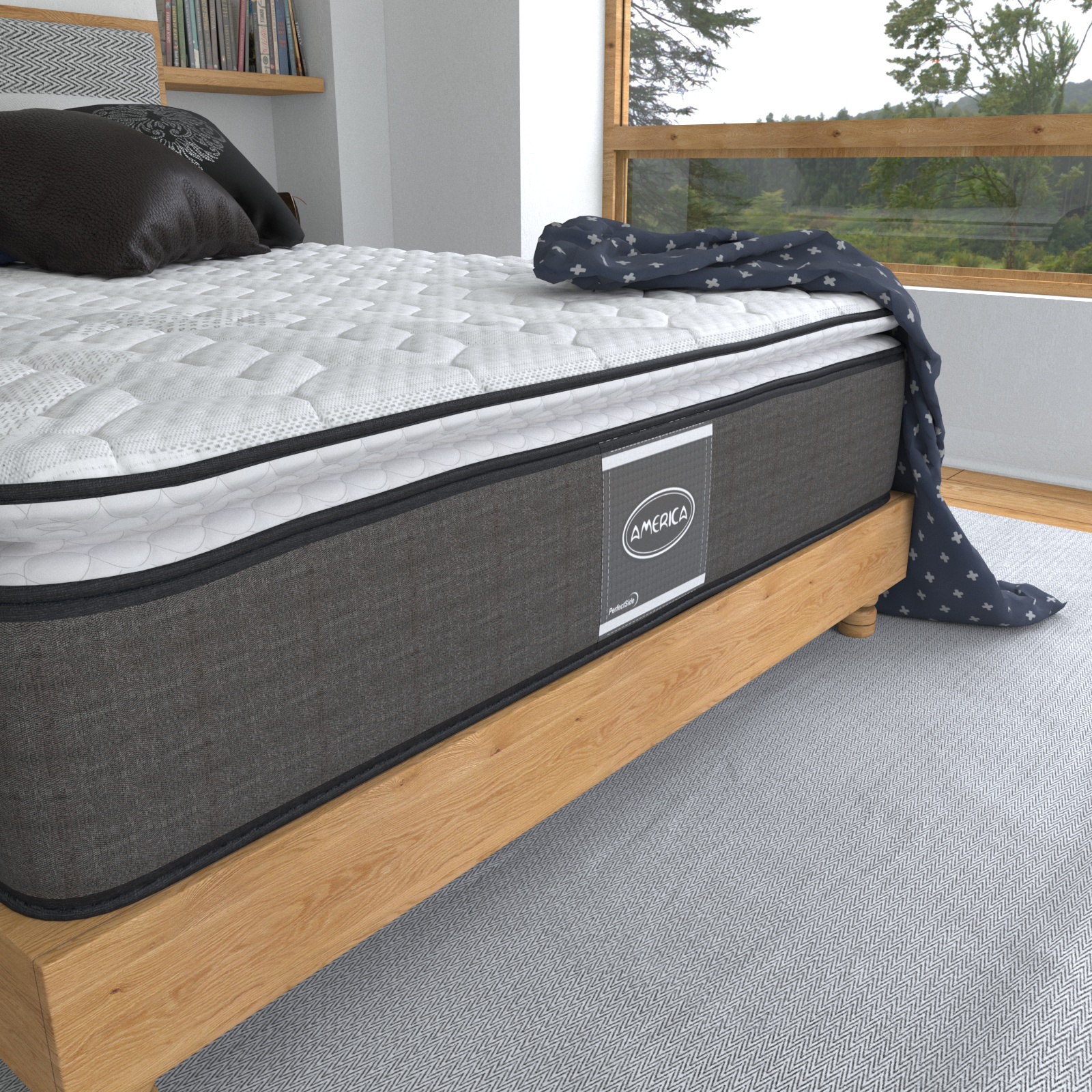 Colchón Con Box Matrimonial Madrid América Ortopédico + Edredón Matrimonial + Protector Matrimonial + 2 ALMOHADAS DE REGALO