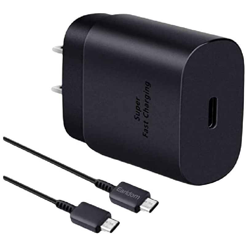 Cargador De Pared De Tipo C A Tipo C Negro Compatible Con Samsung 25w Superfast