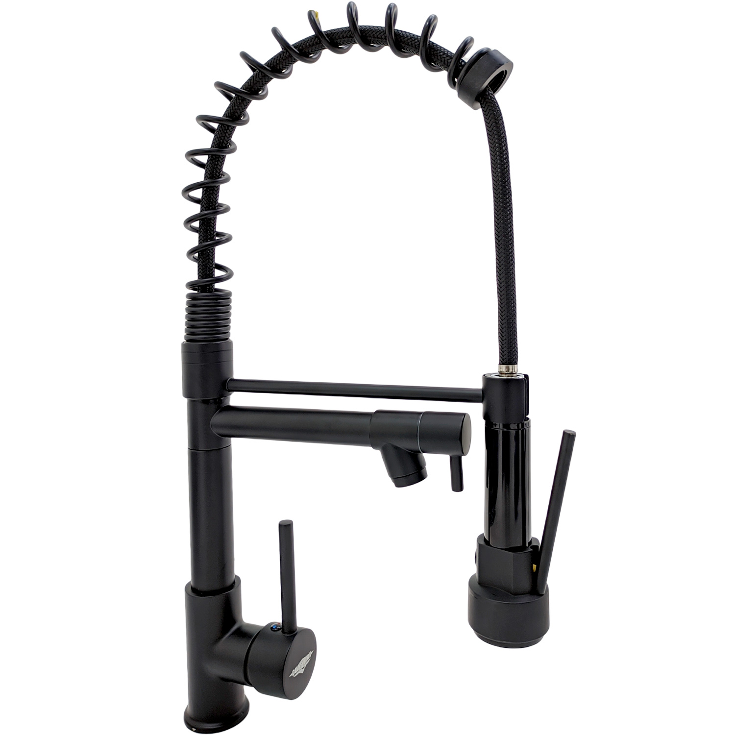 Grifo Mezclador de Cocina Monomando Fregadero Llave Giratoria Manguera Expandible Negro