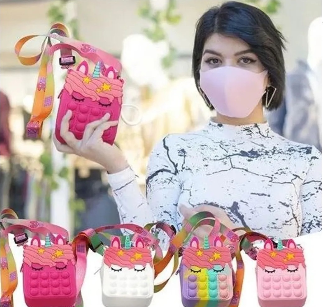 Bolsa Monedero Unicornio Pop It Fidget Antiestres Niña