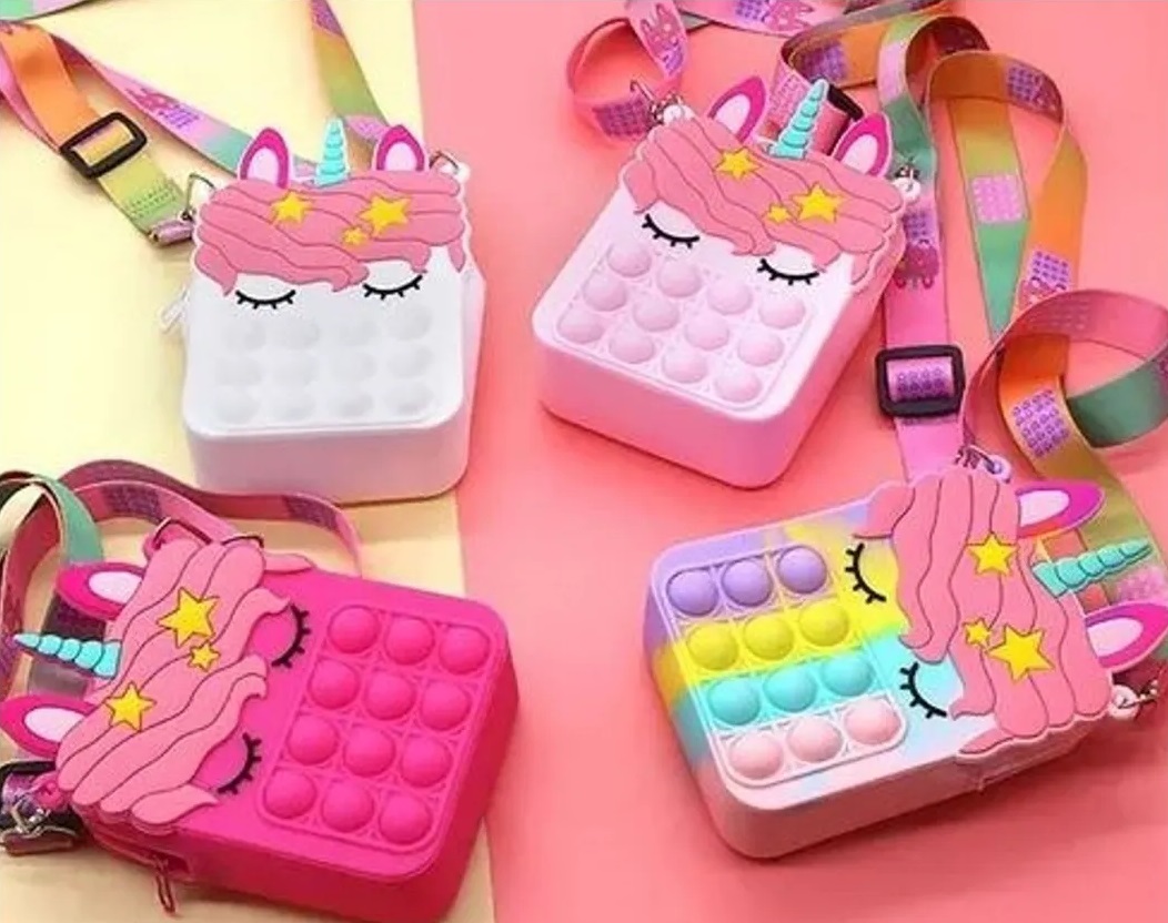 Bolsa Monedero Unicornio Pop It Fidget Antiestres Niña