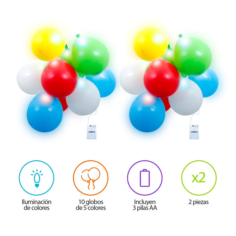 2 Series de Luces LED de Colores para Exteriores con Globos (3.24 m c/u) Redlemon