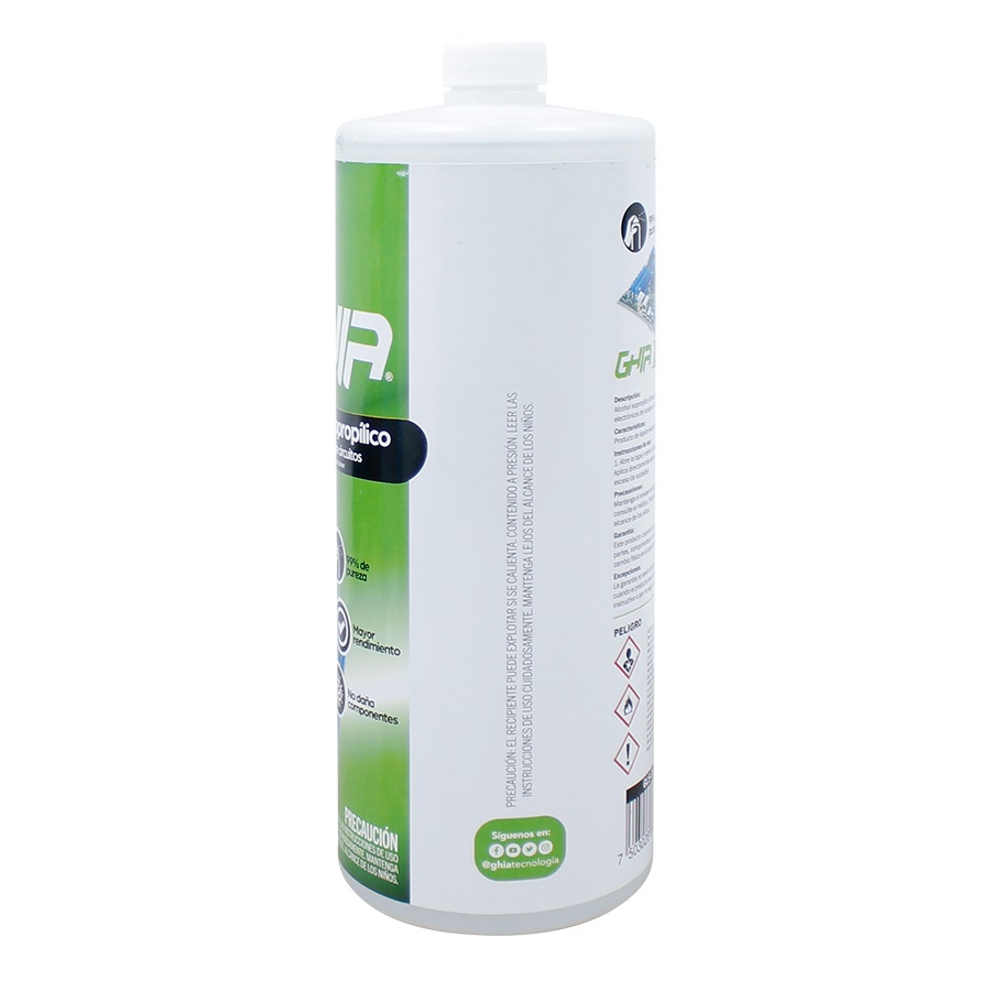 ALCOHOL ISOPROPILICO 1000ML ELECTRONICOS LIMPIEZA HIGIENE TECLADO PANTALLA GLS-013 TARJETAS OFICINA