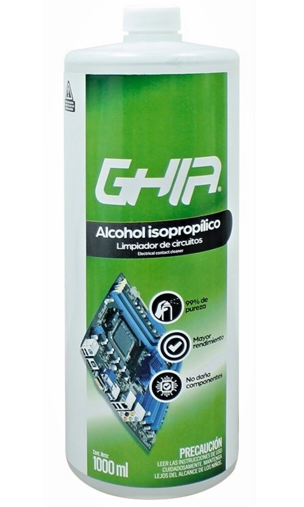 ALCOHOL ISOPROPILICO 1000ML ELECTRONICOS LIMPIEZA HIGIENE TECLADO PANTALLA GLS-013 TARJETAS OFICINA
