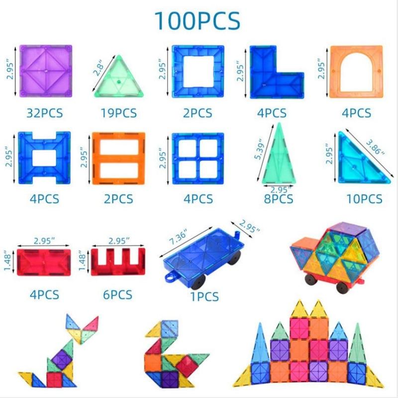 100 pz Bloques Magnéticos De Construcción Con Imán Juguetes