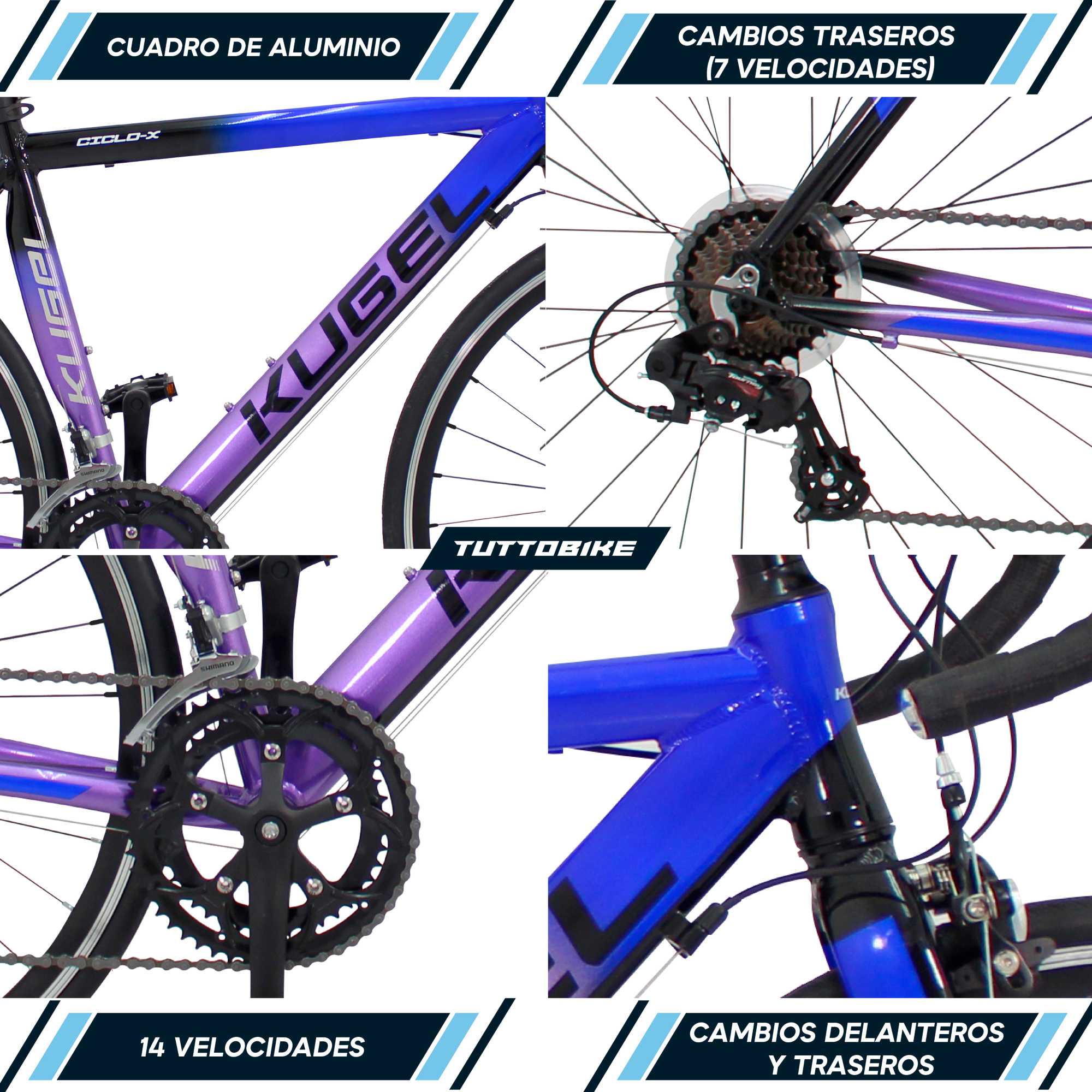 Bicicleta Ruta Rodada 700 14 Velocidadaes Kugel Ciclo-X