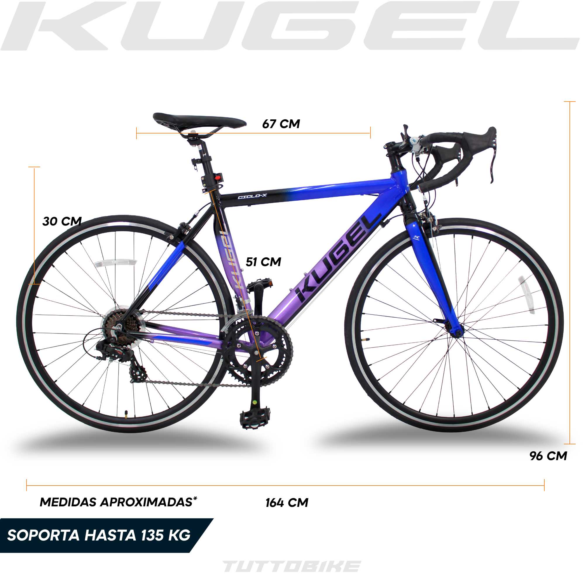 Bicicleta Ruta Rodada 700 14 Velocidadaes Kugel Ciclo-X