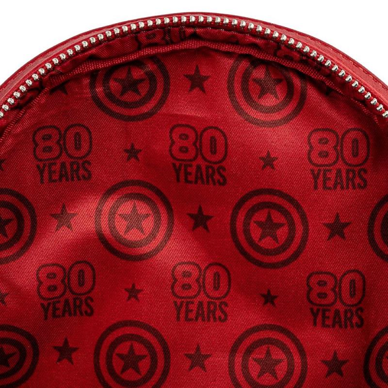 Loungefly X Marvel: Capitan America 80 Aniversario - Escudo y Flores Mini Mochila