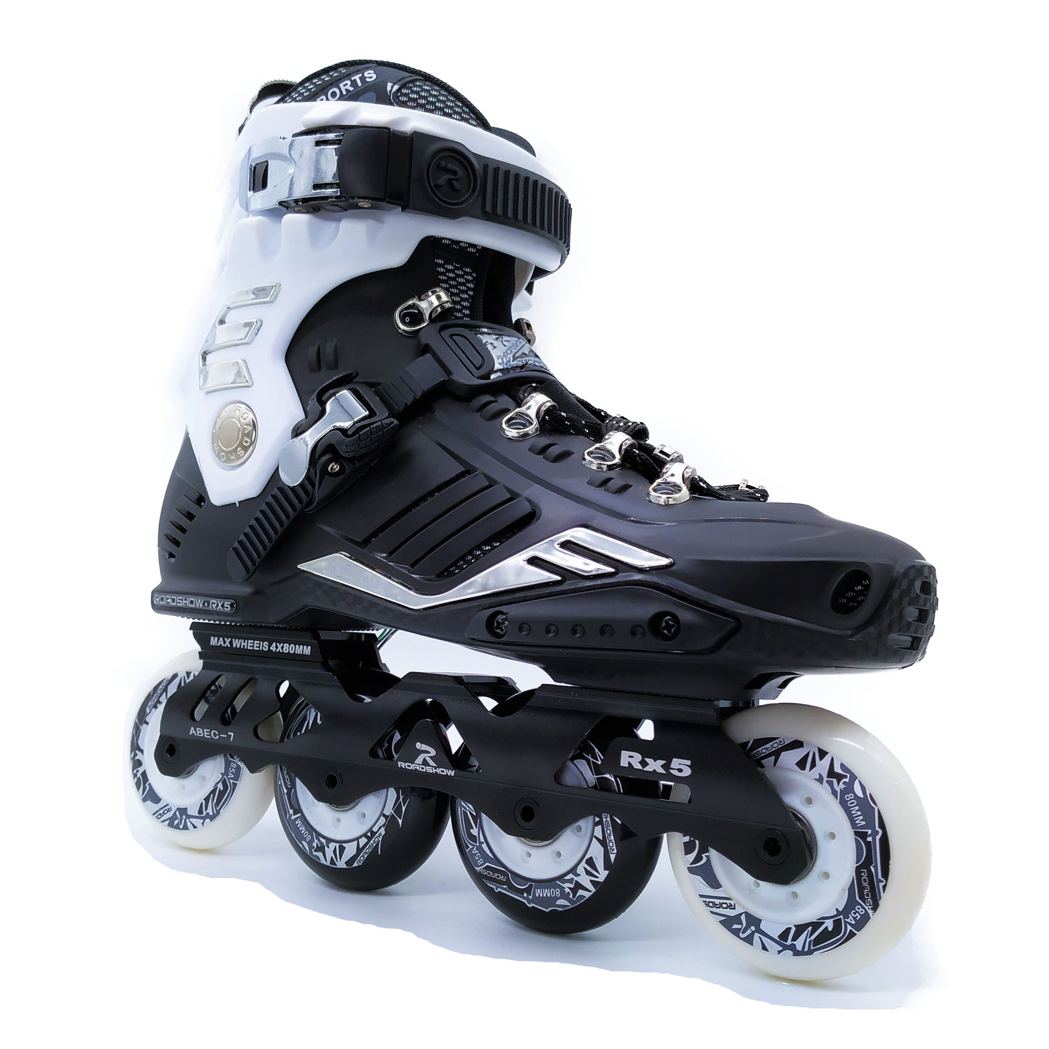 Patines semiprofesionales En Negro con Blanco para Slalom