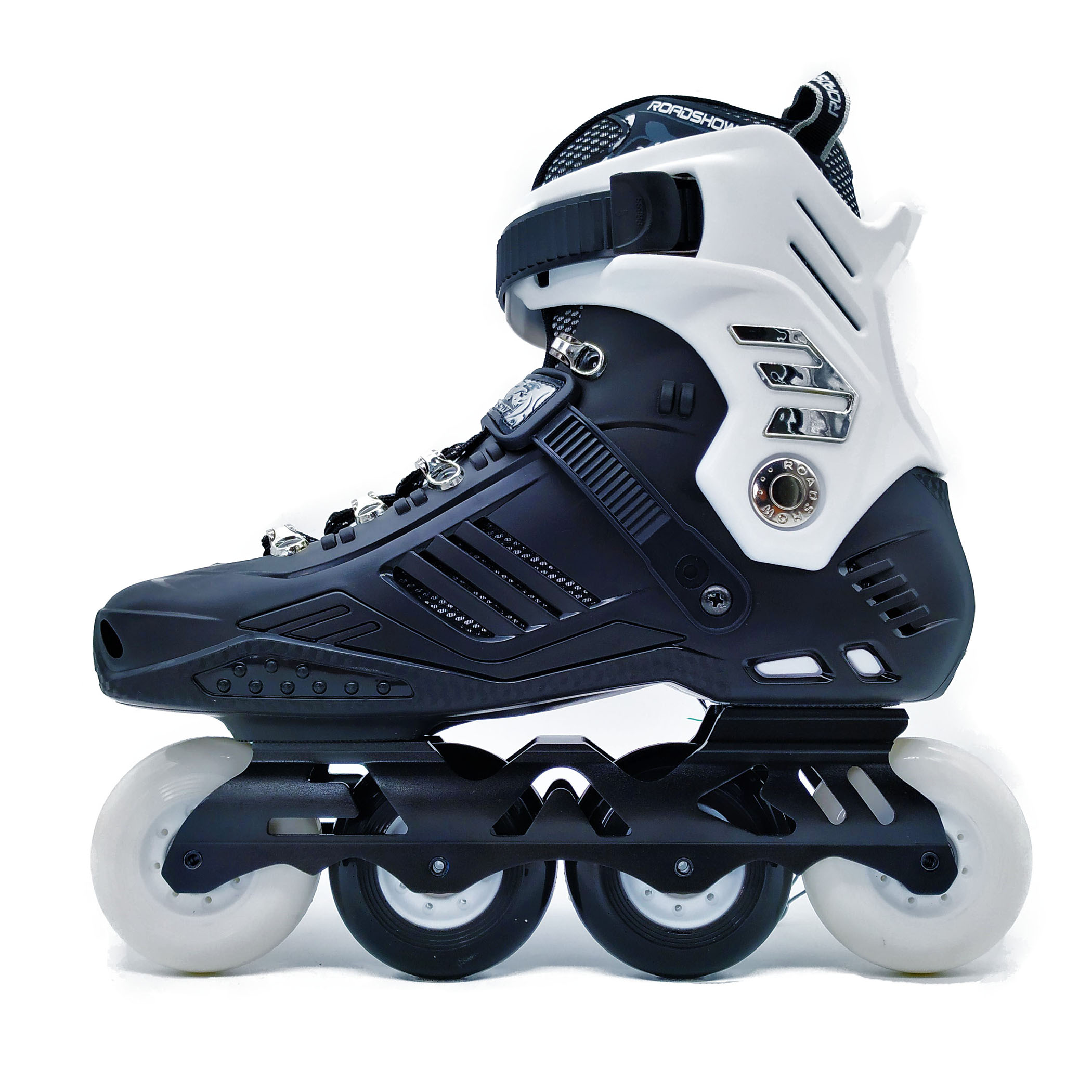 Patines semiprofesionales En Negro con Blanco para Slalom