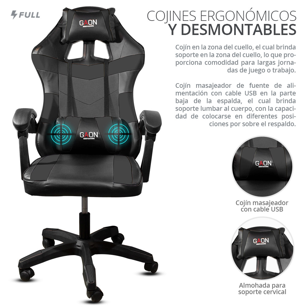 Silla Gamer Power Group - Reclinable Cojín Cervical y Lumbar