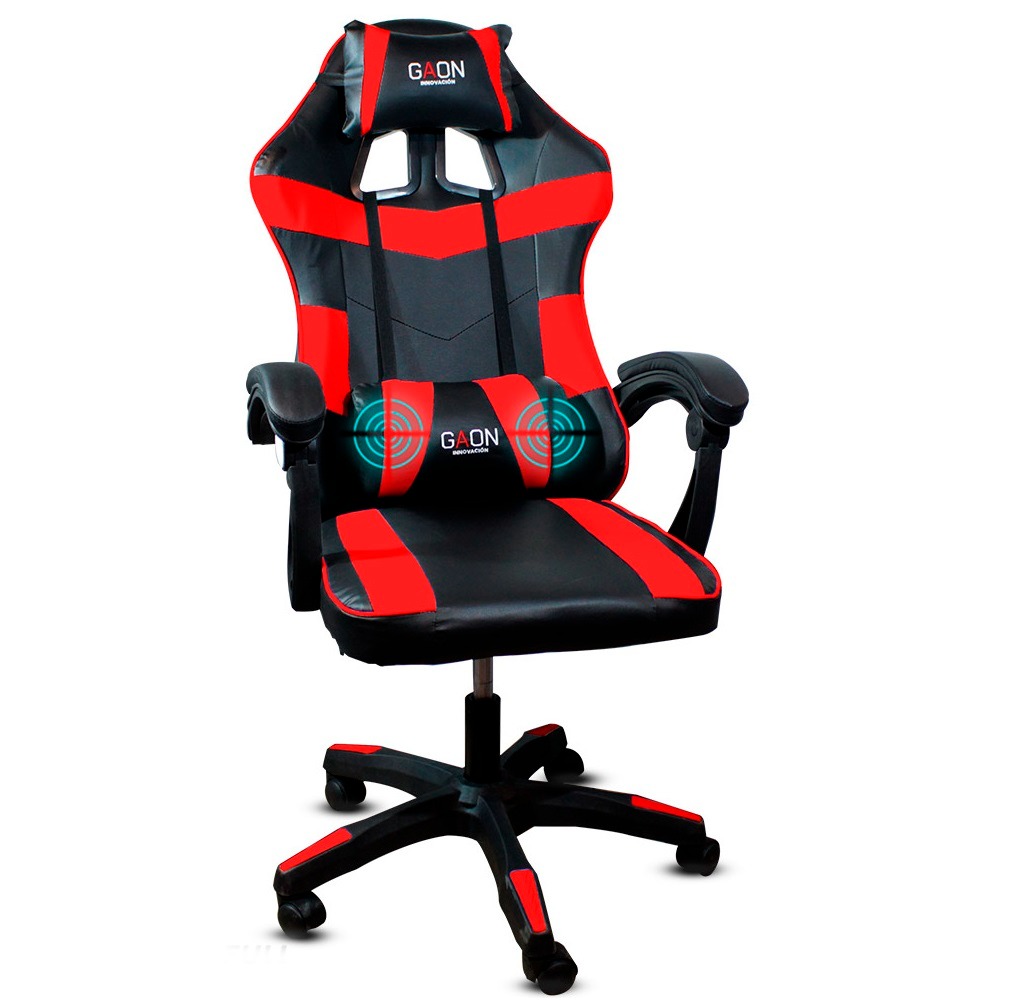 Silla Gamer Roja Profesional Reclinable Ergonómica Con Masajeador