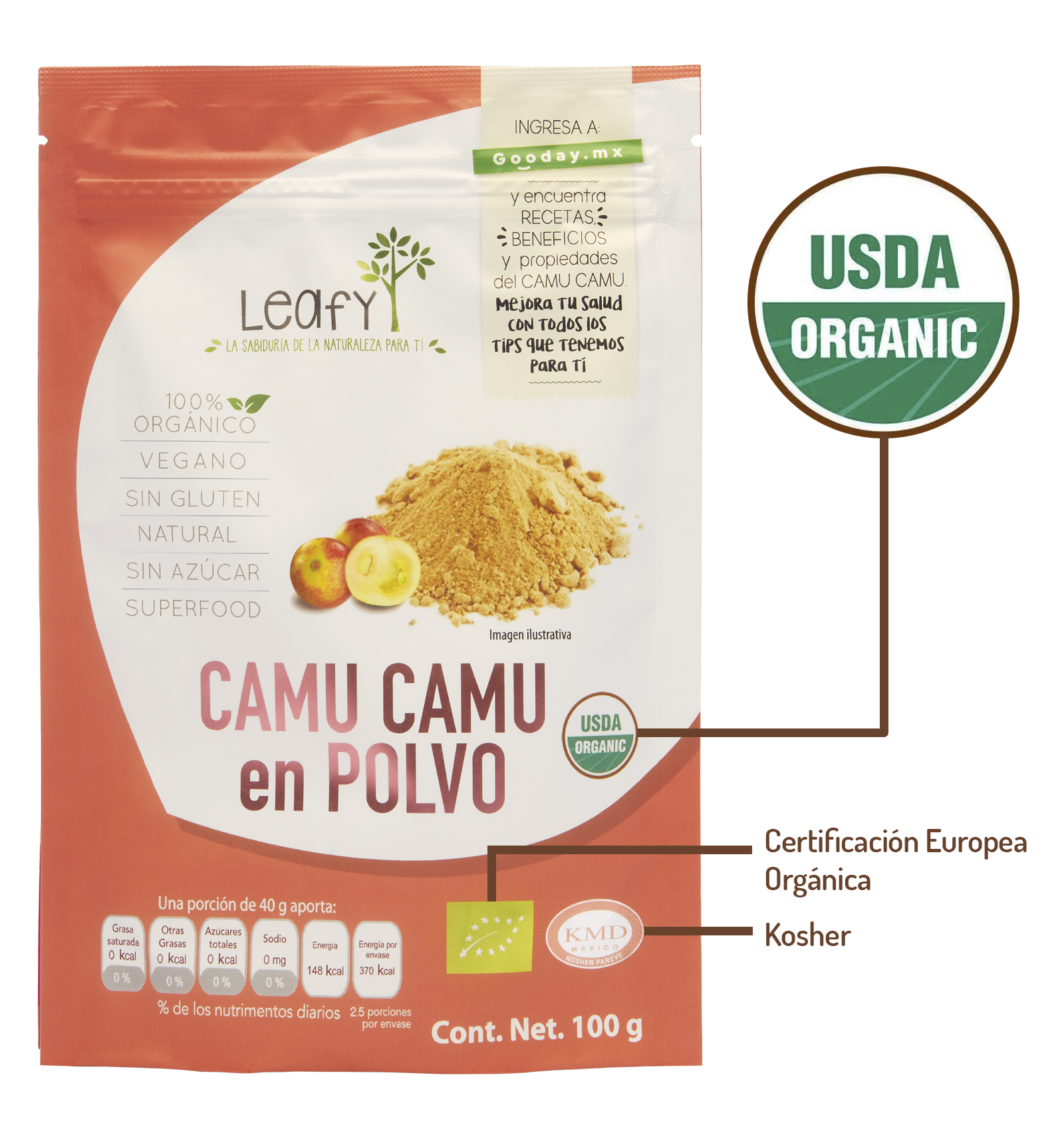 Camu Camu Organico Leafy En Polvo 100g 