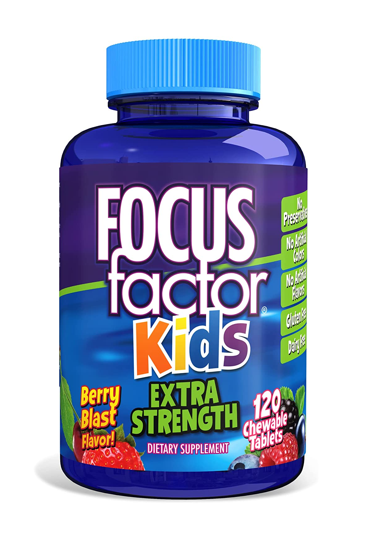 Focus Factor Vitaminas para niños para apoyo a la salud cerebral 120 tabletas 7.2 Onzas