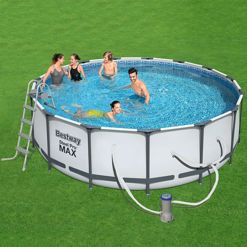 Alberca Estructural Redonda, Bestway de 396 x 122 cm, incluye Bomba, Cubierta y Escalera