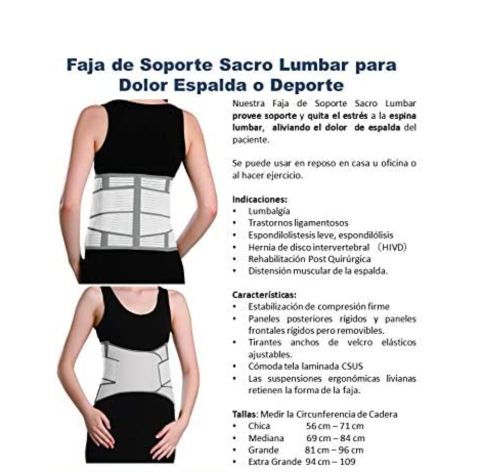 Faja Soporte Sacro Lumbar, Cómoda y Transpirable, Doble Presurización Cinturón de Faja Ortopedica Lumbar con Correas de Compresión Ajustables, Adecuado para Aliviar el Dolor en la Espalda Baja y Ciática Talla M