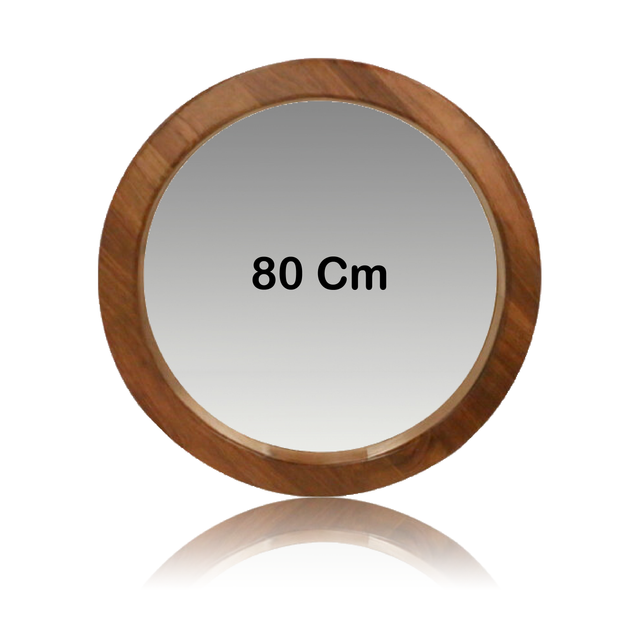 Espejo Redondo De Parota Premium, Espejo de Pared- 80 Cm