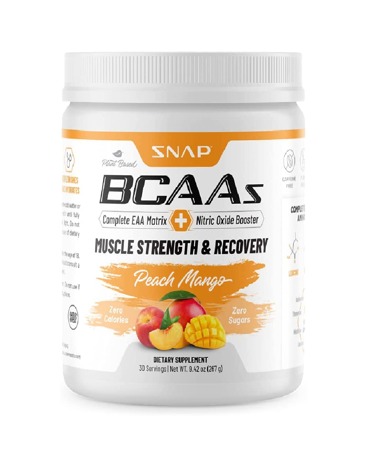 Snap BCAA Suplemento de aminoácidos esenciales 30 porciones 11.89 Onzas