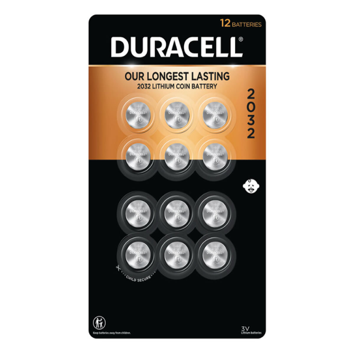 Duracell 2032 Batería de botón de litio, 12 pzas