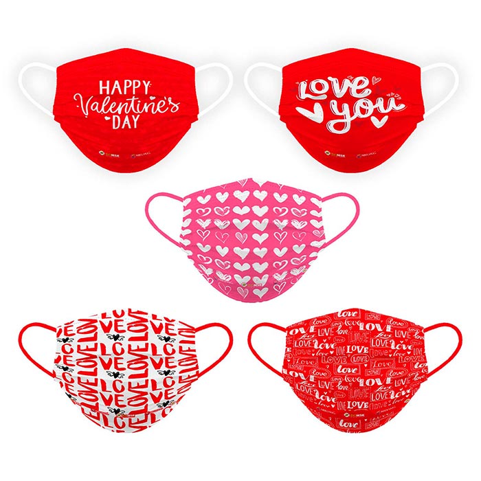 Biomsk Cubrebocas Lavable San Valentin Adulto 5 piezas