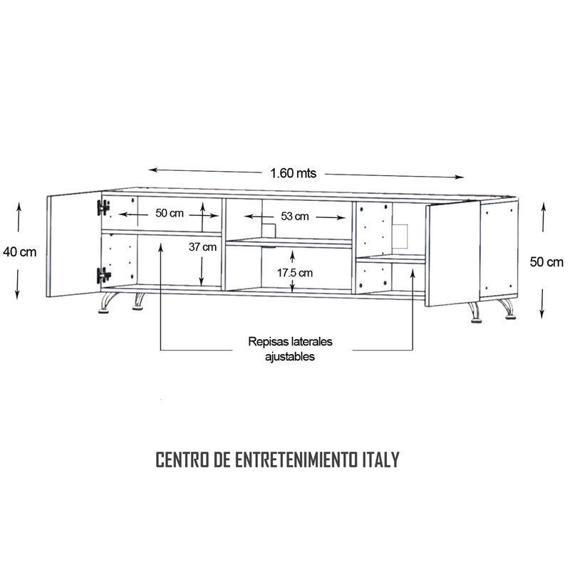  Mueble para TV de 70" Italy Minimalista Hogare Chocolate