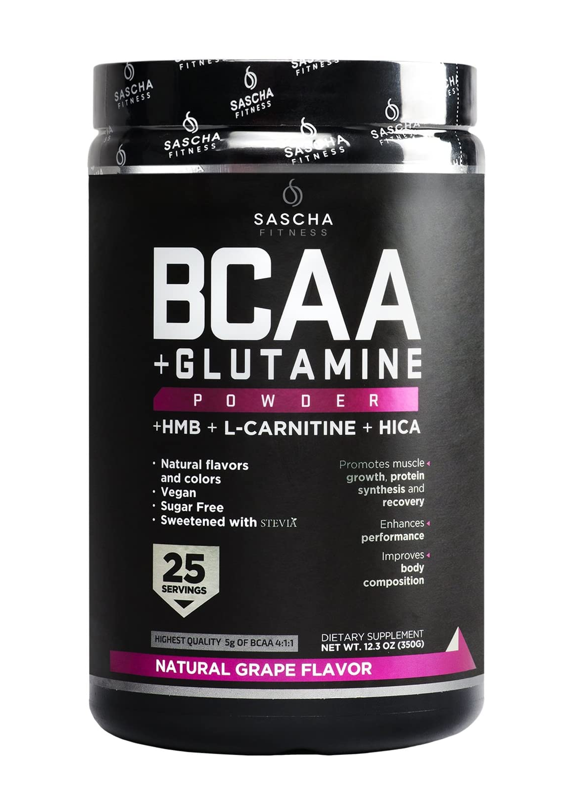 Sascha Fitness BCAA Glutamina, HMB, L-Carnitina 25 servicios 1.1 Libras