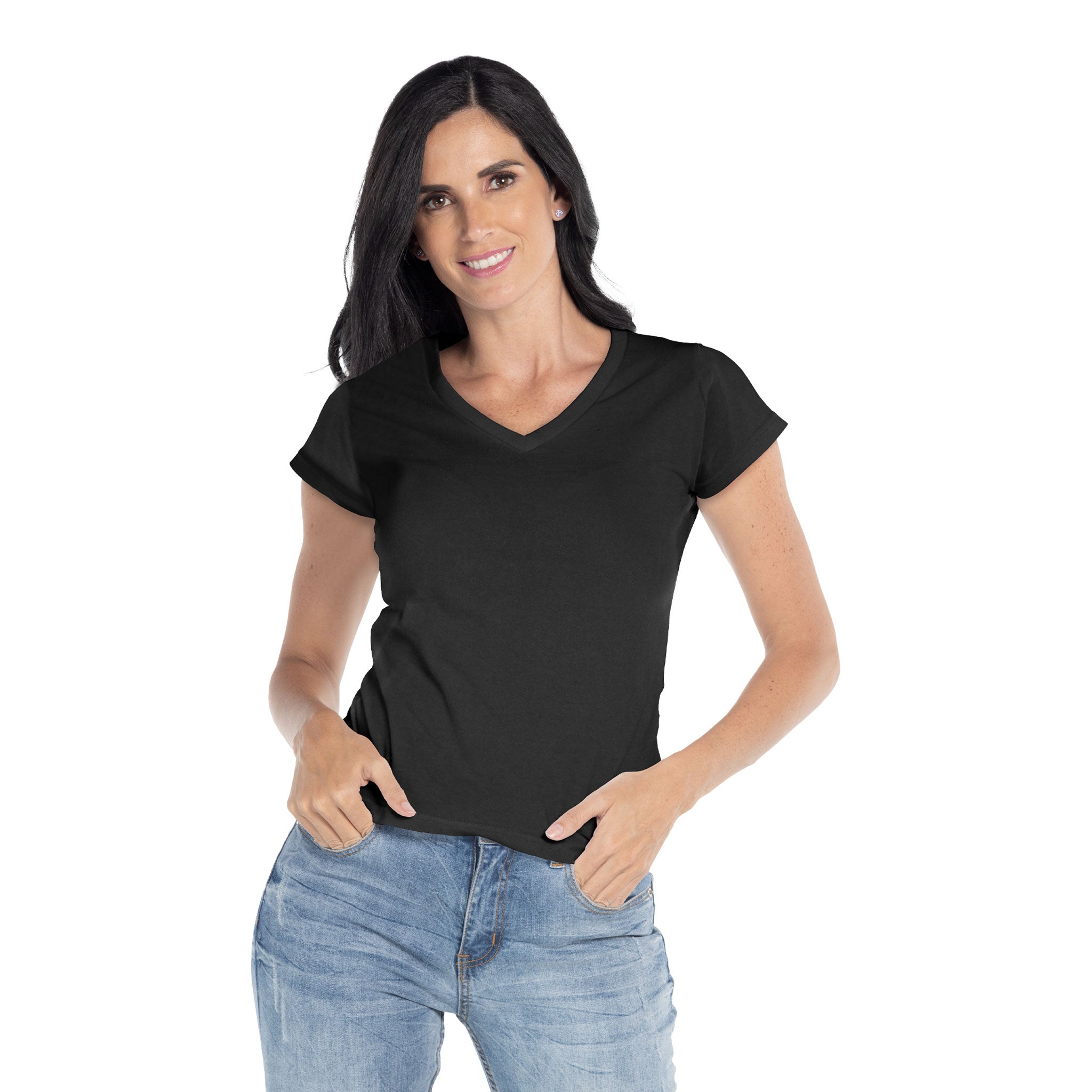 Playera Cuello V Para Dama Manga Corta