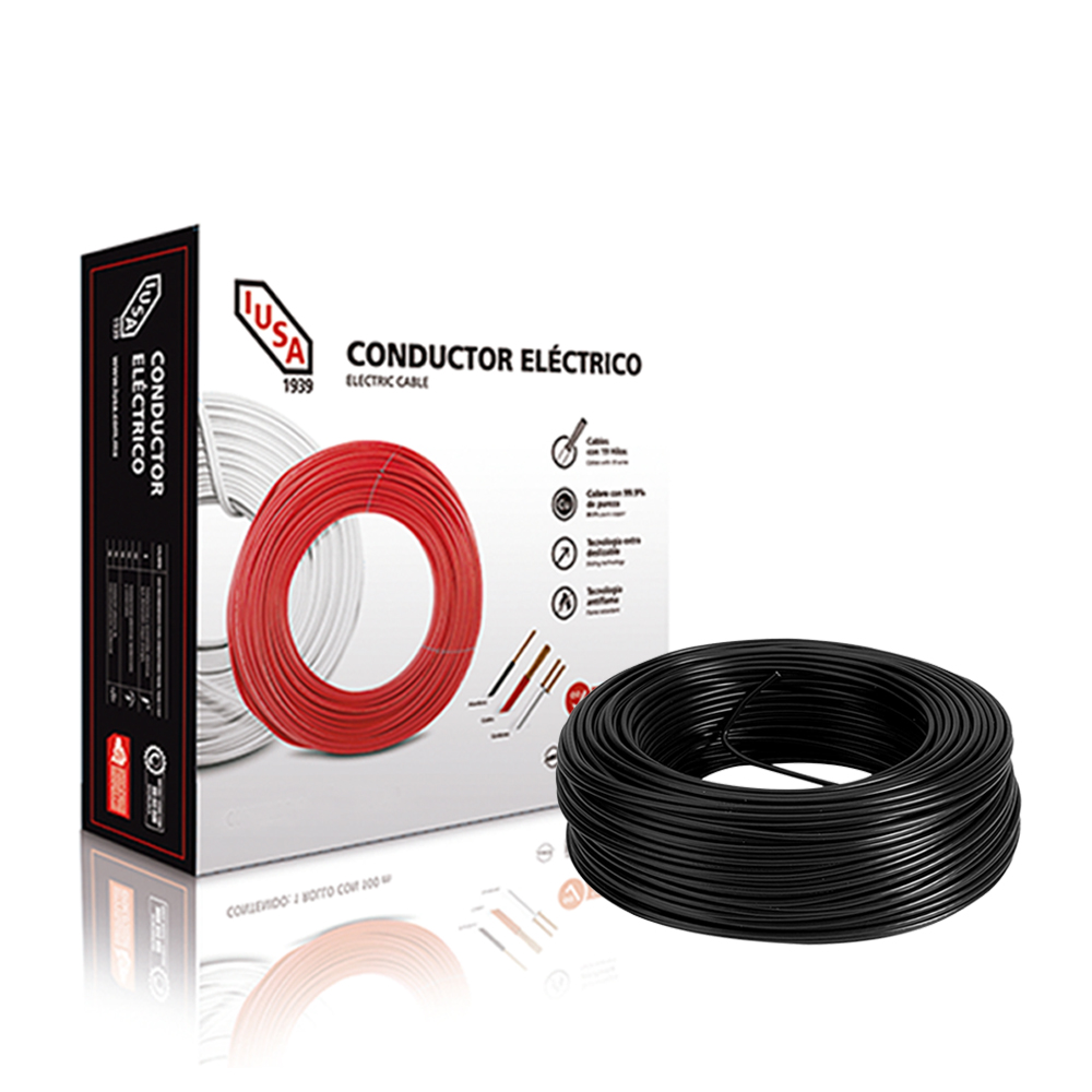 Caja 100 Mts Cable Iusa Negro Thw Cal 8 Awg 100 cobre Color Multicolor