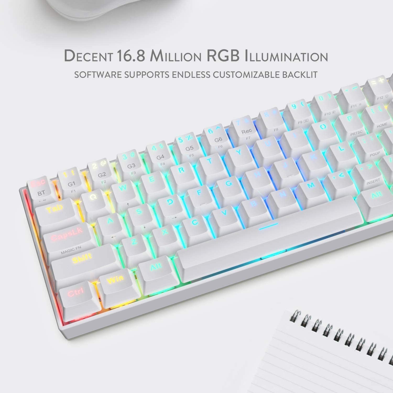 Teclado Mecánico Redragon Draconic K530-Blanco RGB Switch café