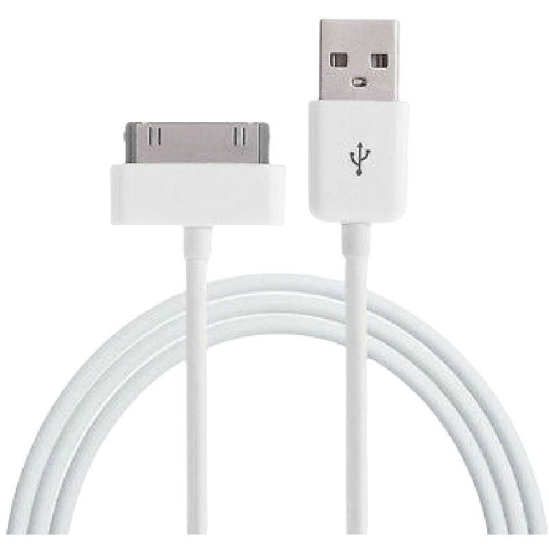 Cable De Datos Y Carga Compatible iPhone 4, 4s 30 Pins Blanco 1 M