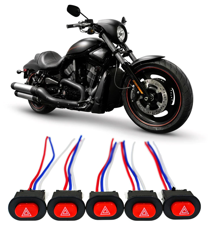 Botón Interruptor Switch Intermitentes para Moto Auto 12v Universal