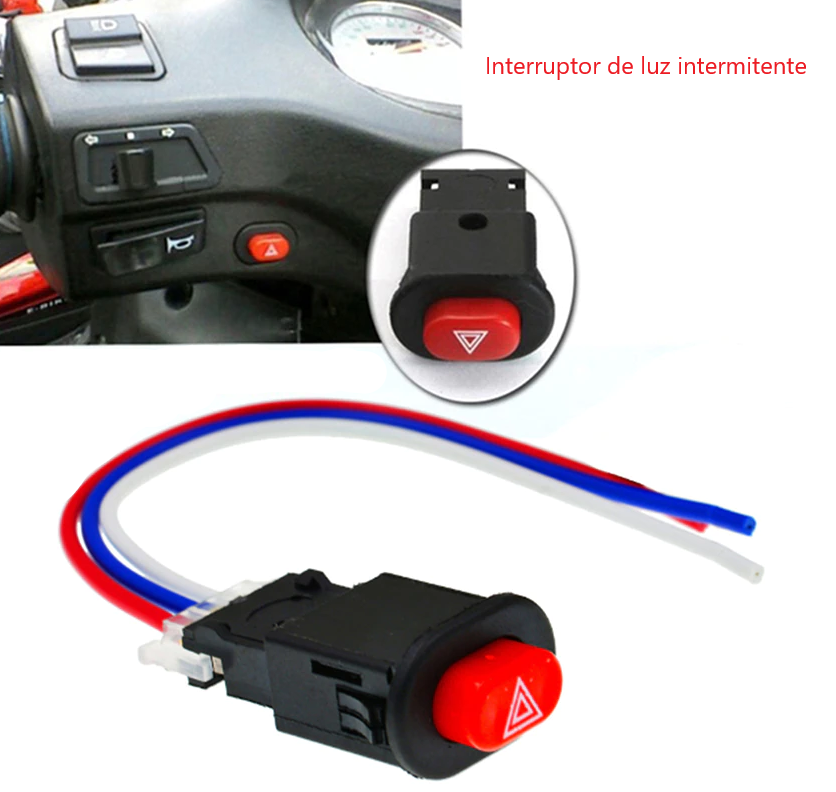 Botón Interruptor Switch Intermitentes para Moto Auto 12v Universal