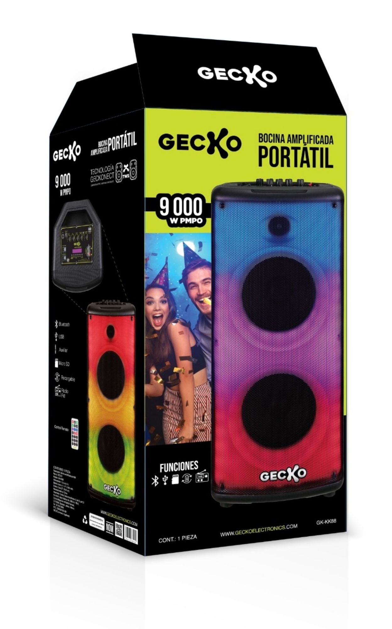 Bocina Bluetooth 9,000 Watts Tws Panel Iluminado